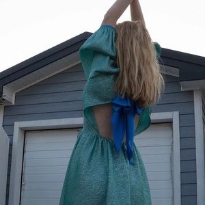 Anna October Open-back Silk-blend Midi Dress